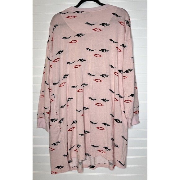 KATE SPADE Sleep Shirt Womens Large Pink & Black Wink Nightshirt Nightgown - Picture 8 of 12